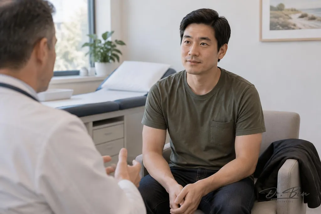 Patient preparing for a professional skin cancer check