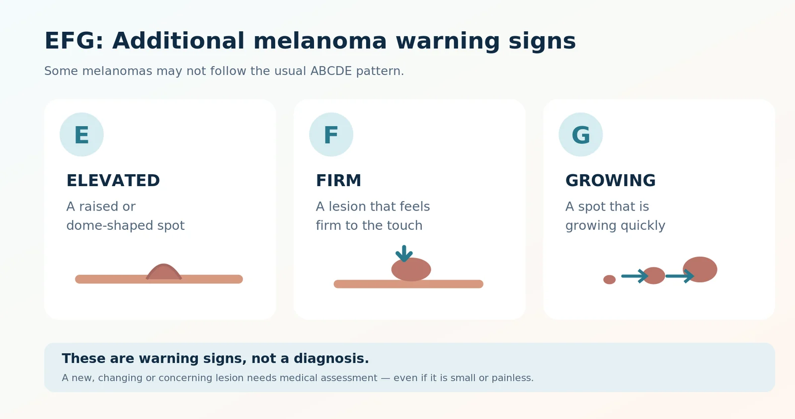 EFG melanoma warning signs: elevated, firm and growing